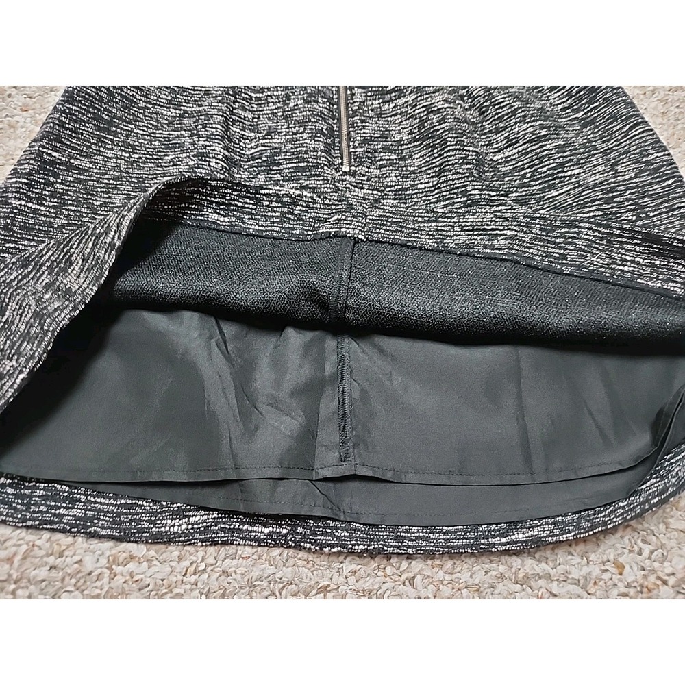 Loft‎ Size 6 Black Metallic Tweed Mini Skirt Women's Back Zip Lined  NWT - Picture 6 of 14
